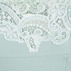 Pre Owned Ermanno Scervino Pastel Green Lace Detail Sleeveless Dress M