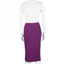 Ermanno Scervino Purple Wool High Waist Midi Skirt M