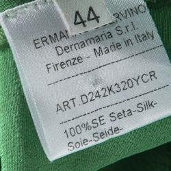 Pre Owned Ermanno Scervino Green Silk Pintuck Detail Long Sleeve Tunic M