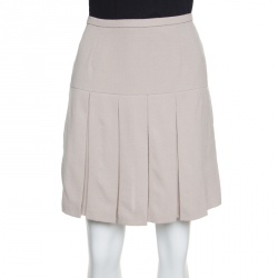 Ermanno Scervino Beige Wool Pleated Mini Skirt M