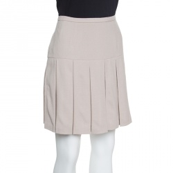 Ermanno Scervino Beige Wool Pleated Mini Skirt M