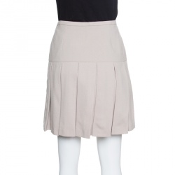 Ermanno Scervino Beige Wool Pleated Mini Skirt M