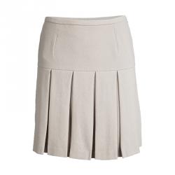 Beige Wool Pleated Mini Skirt