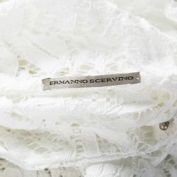 Pre Owned Ermanno Scervino White Floral Lace Sleeveless Top S