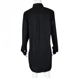 Pre Owned Ermanno Scervino Black Cotton Long Sleeve Button Front Shirt Dress L