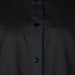 Pre Owned Ermanno Scervino Black Cotton Long Sleeve Button Front Shirt Dress L
