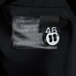 Pre Owned Ermanno Scervino Black Cotton Long Sleeve Button Front Shirt Dress L