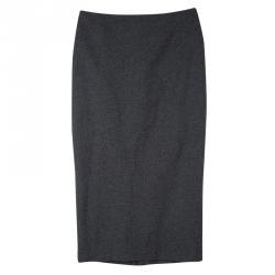 Grey Wool Midi Pencil Skirt