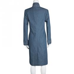Ermanno Scervino Denim Embellished Long Jacket S