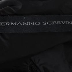 Pre Owned Ermanno Scervino Black Cutout Floral Lace and Embossed Jacquard Long Coat M