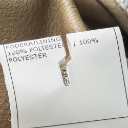 Pre Owned Ermanno Scervino Metallic Silver Goat Skin Leather Embellished Jacket M