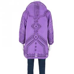 Ermanno Scervino Purple Laser Cut Hooded  Button Front Jacket  M