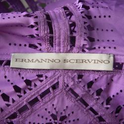 Ermanno Scervino Purple Laser Cut Hooded  Button Front Jacket  M