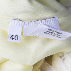 Pre Owned Ermanno Scervino Yellow Knit Lace Detail Sleeveless Dress S