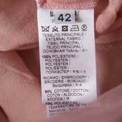 Pre Owned Ermanno Scervino Pale Pink Floral Lace Gathered Overlay Plunge Neck Sleeveless Dress M