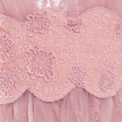 Pre Owned Ermanno Scervino Pale Pink Floral Lace Gathered Overlay Plunge Neck Sleeveless Dress M