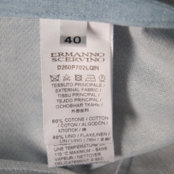 Pre Owned Ermanno Scervino Sky Blue Cotton Linen Flower Applique Detail High Waist Shorts S