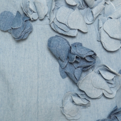 Pre Owned Ermanno Scervino Sky Blue Cotton Linen Flower Applique Detail High Waist Shorts S