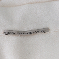 Ermanno Scervino Cream Textured Wool Inverted Pleat A Line Skirt S