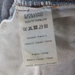 Ermanno Scervino Indigo Faded Effect Floral Embellished Distressed Jeans L
