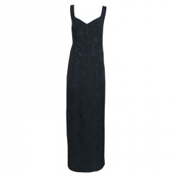 Escada Black Floral Jacquard Sleeveless Maxi Dress L