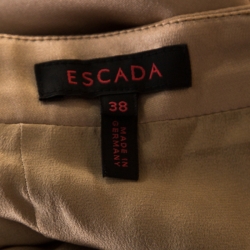 Pre Owned Escada Beige Silk Satin Tailored Pencil Skirt M