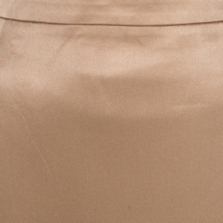 Pre Owned Escada Beige Silk Satin Tailored Pencil Skirt M