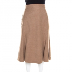 Escada Camel Brown Wool and Cashmere Flared Roisin Skirt M