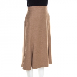 Escada Camel Brown Wool and Cashmere Flared Roisin Skirt M