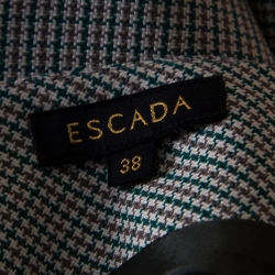 Pre Owned Escada Green Houndstooth Patterned Wool Rowena Pencil Skirt M