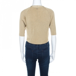 Escada Sandgold Lurex Knit Cropped Samanat Cardigan S