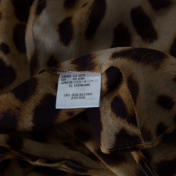 Pre Owned Escada Brown Leopard Print Sheer Silk Sleeveless Tank Top XL