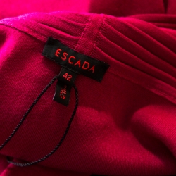 Pre Owned Escada Magenta Pink Rib Knit Off Shoulder SleevelessTop L