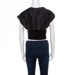 Escada Metallic Black Cotton Silk Cap Sleeve Cropped Shrug M 