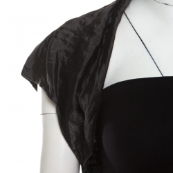 Escada Metallic Black Cotton Silk Cap Sleeve Cropped Shrug M 