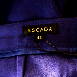 Pre Owned Escada Bluebell Blue Crepe High Waist Tovah Trousers L