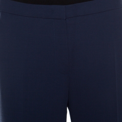 Pre Owned Escada Saphire Blue Wool Crepe High Waist Tovah Trousers M