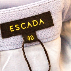 Escada Sky Blue Wool Crepe High Waist Tovah Trousers L