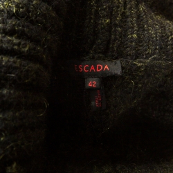 Escada Green Foil Printed Mohair Blend Turtleneck Sweater L