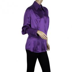 Pre Owned Escada Purple Silk Button Down Top L