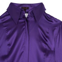 Pre Owned Escada Purple Silk Button Down Top L
