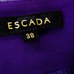 Pre Owned Escada Purple Stretch Crepe Ruched Back Pencil Skirt M 