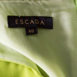 Pre Owned Escada Meadow Green Crepe Pleated Bodice Detail Sleeveless Danicara Dress L