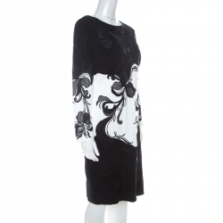 Pre Owned Escada Monochrome Floral Embroidered Daby Shift Dress M