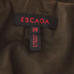 Pre Owned Escada Military Green Cotton Topstitch Detail Pencil Skirt M