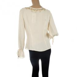 Pre Owned Escada Embellished Silk Top S