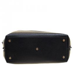 Pre Owned Escada Black Leather Studded Zip Tote