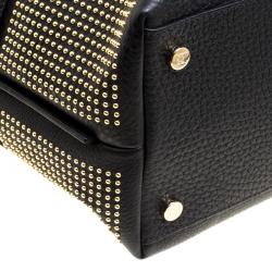 Pre Owned Escada Black Leather Studded Zip Tote