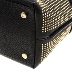 Pre Owned Escada Black Leather Studded Zip Tote