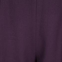 Pre Owned Escada Purple Wool Raccoon Fur Collar Detail Cardigan and Trouser Set M